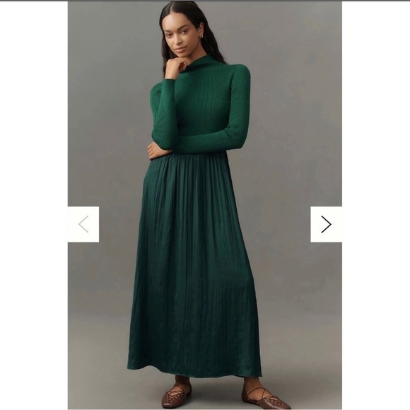 Anthropologie Dresses & Skirts - Anthropologie Women's 1X Thea Twofer Sweater Maxi Dress Green Long Sleeve